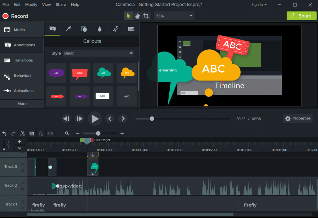Camtasia Studio 9 interface 2
