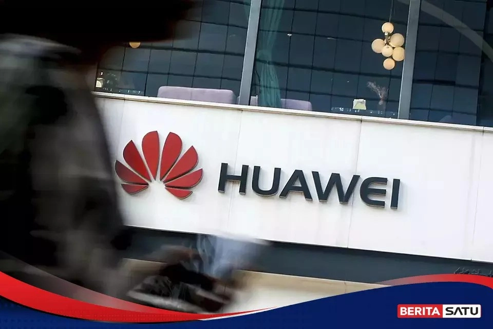 Logo dan smartphone Huawei dengan konsep desain modern